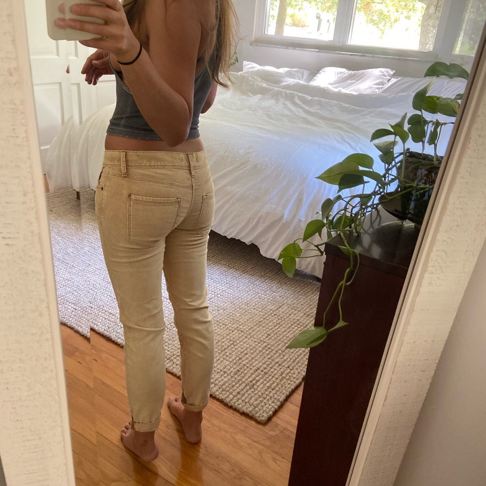 Free People Cropped Khaki Corduroy Pants